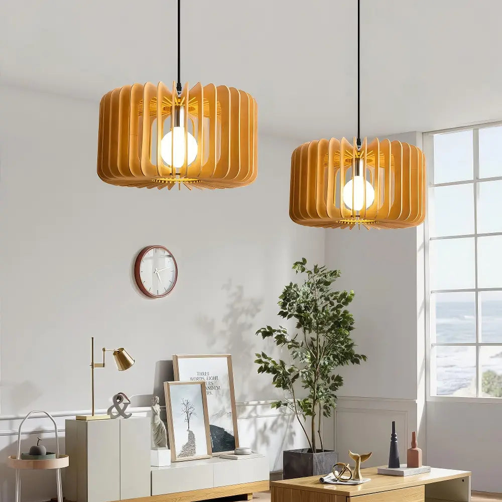 Slatted Wood Pendant Light view 3