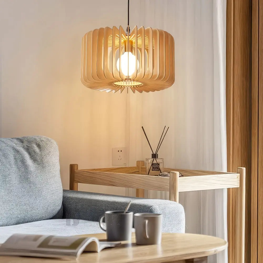 Slatted Wood Pendant Light view 4