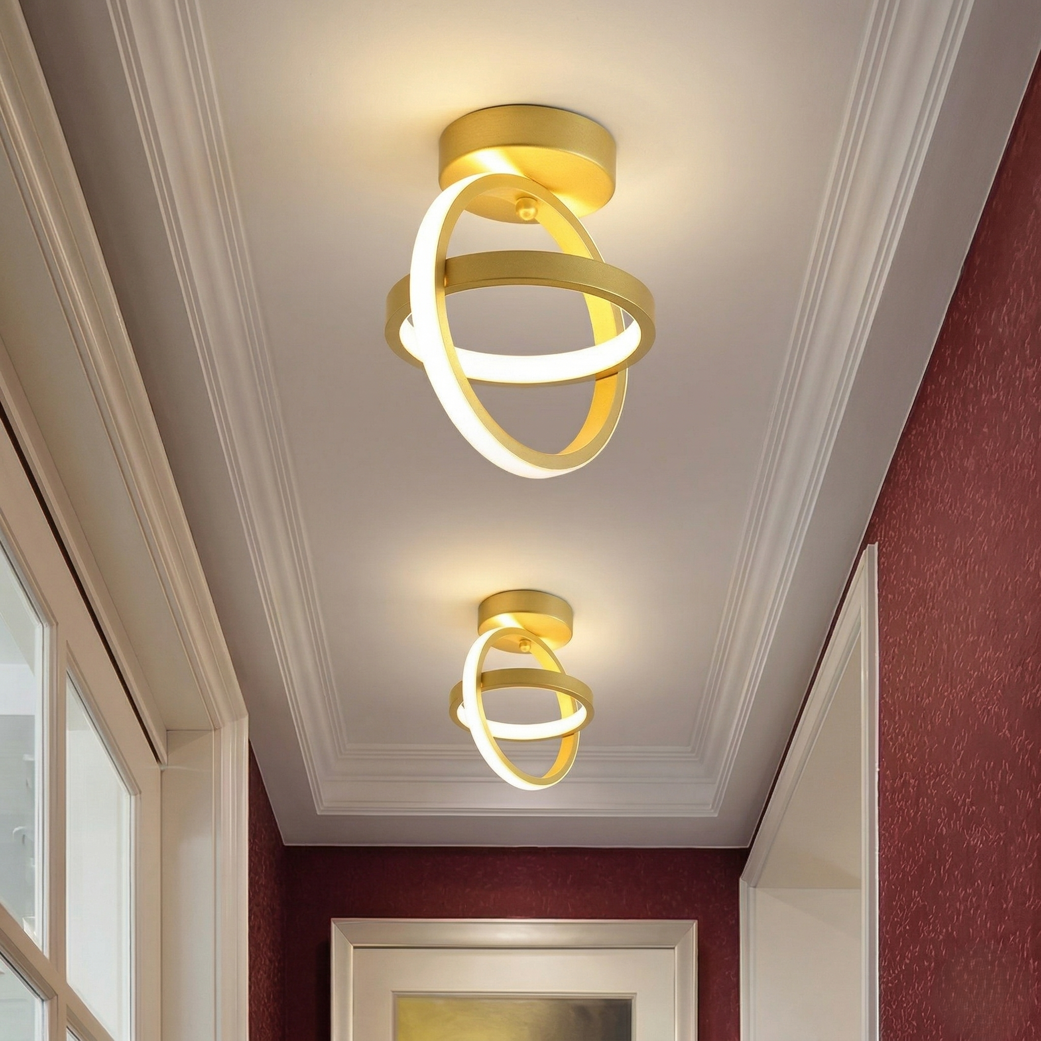 Gold Double Ring Ceiling Light view 2
