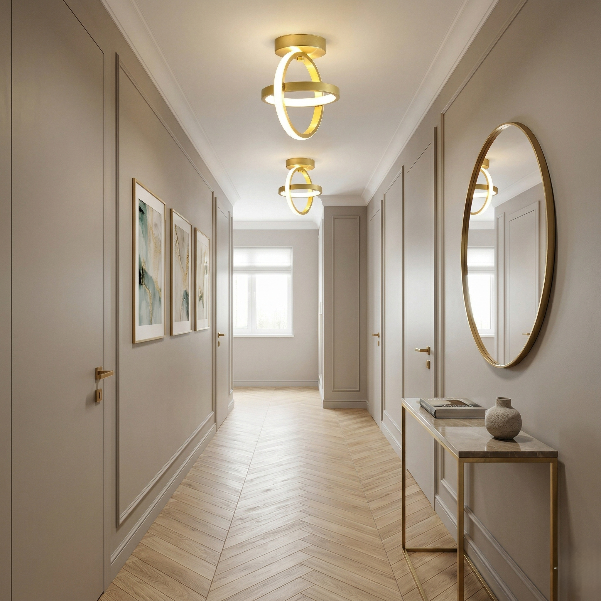 Gold Double Ring Ceiling Light view 6