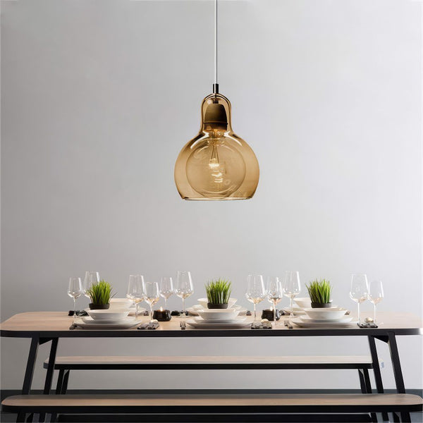 Amber Glass Bubble Pendant Light