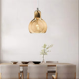 Amber Glass Bubble Pendant Light view 2