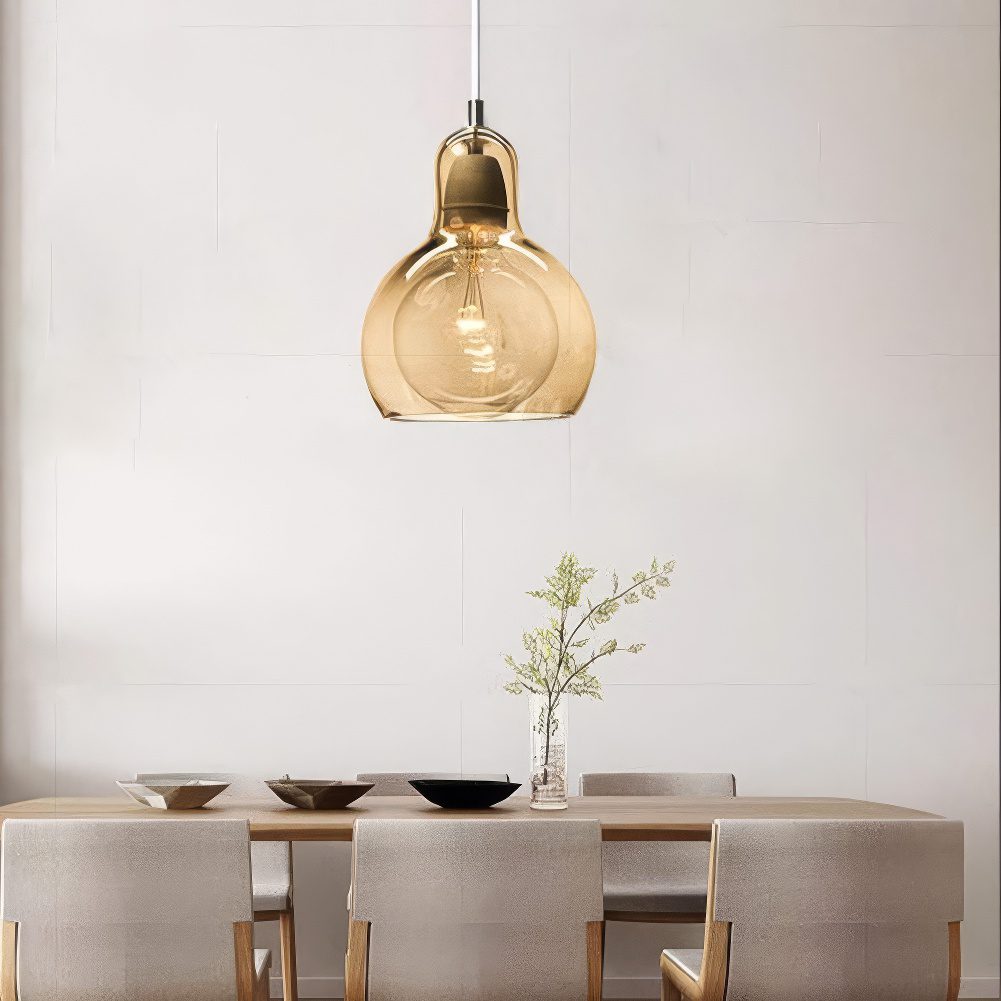 Amber Glass Bubble Pendant Light view 2