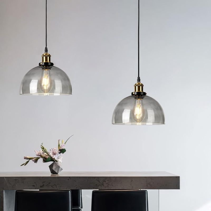 Smoked Glass Dome Pendant Light