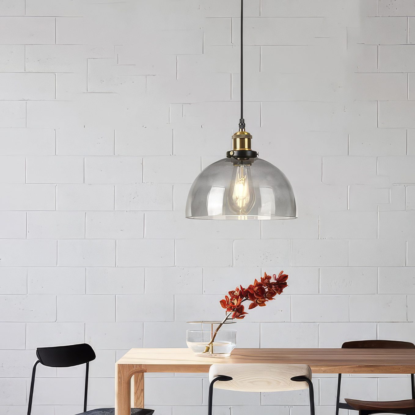 Smoked Glass Dome Pendant Light view 4