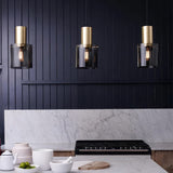 Smoked Glass and Gold Pendant Light view 1