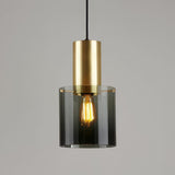 Smoked Glass and Gold Pendant Light view 2