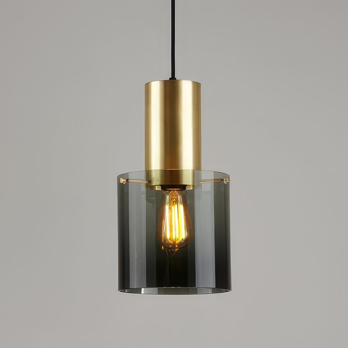 Smoked Glass and Gold Pendant Light view 2