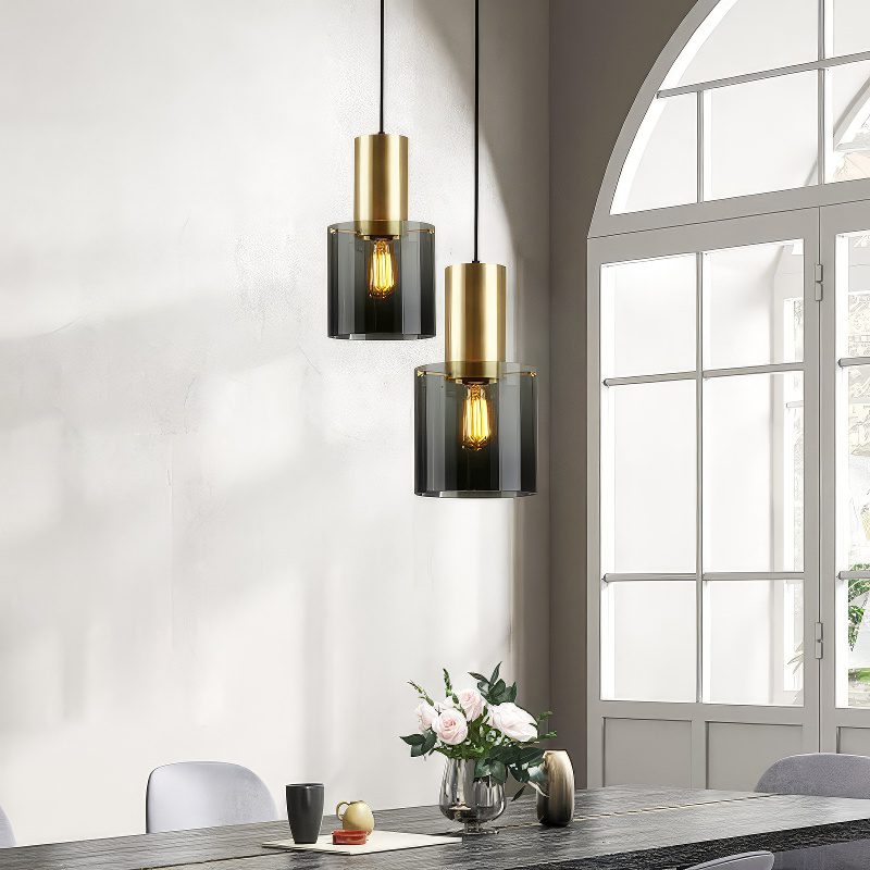 Smoked Glass and Gold Pendant Light view 3
