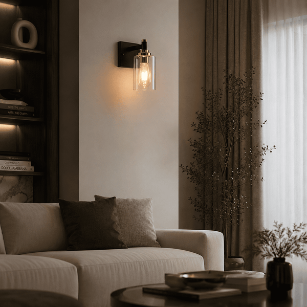 Matt Black and Brass Wall Light