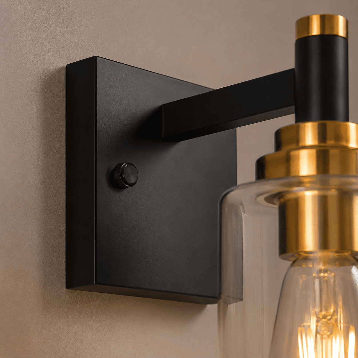 Matt Black and Brass Wall Light view 5