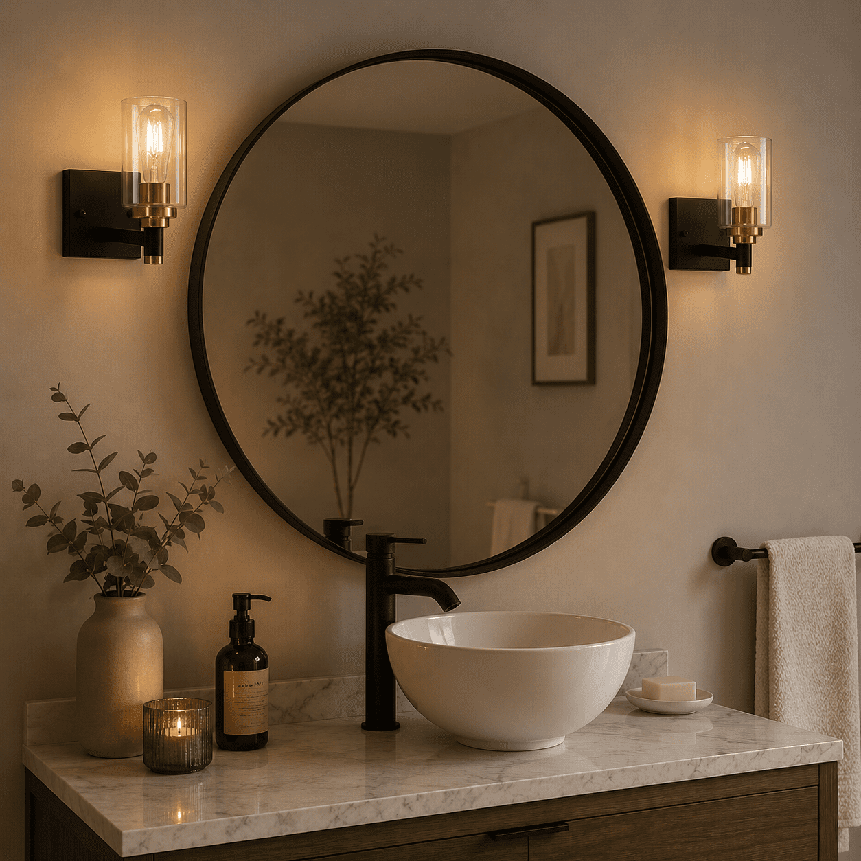 Matt Black and Brass Wall Light view 7