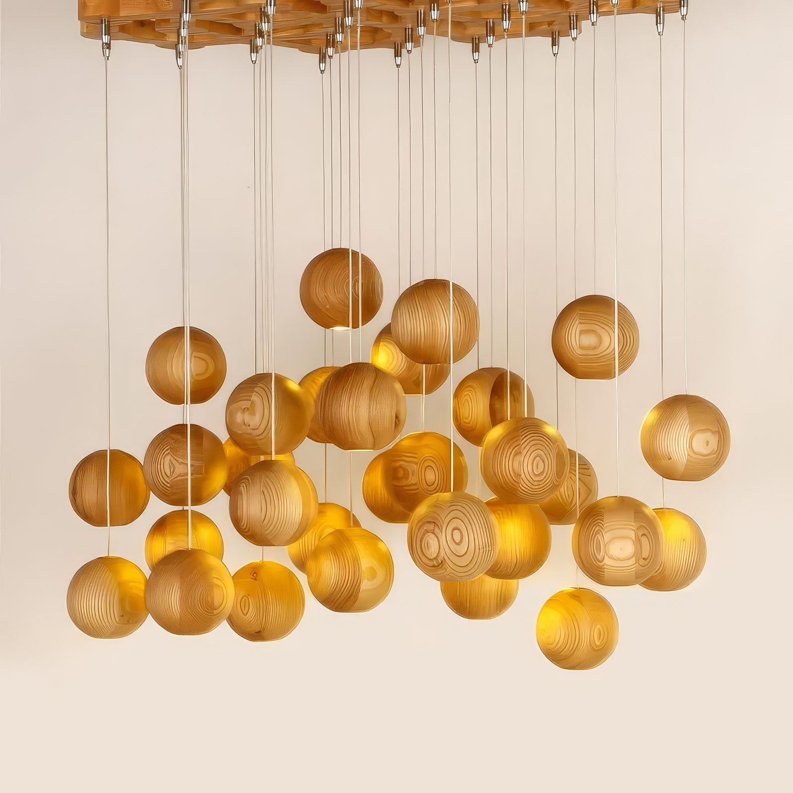 Suspension boule en bois view 1