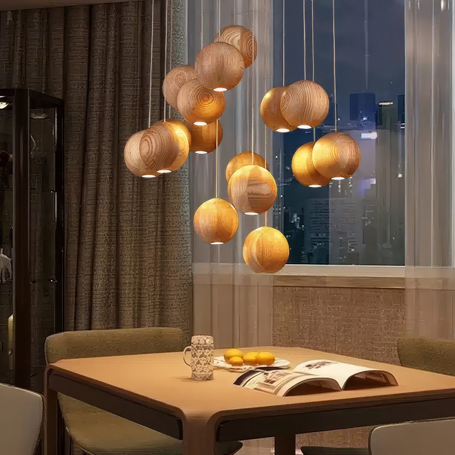 Suspension boule en bois view 5