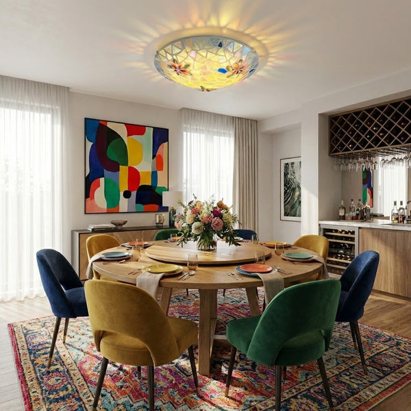 Mosaic Glass Flush Ceiling Light