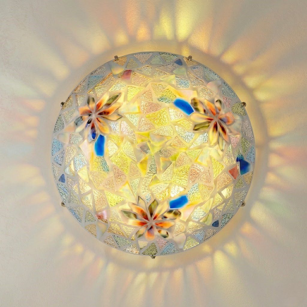 Mosaic Glass Flush Ceiling Light view 4