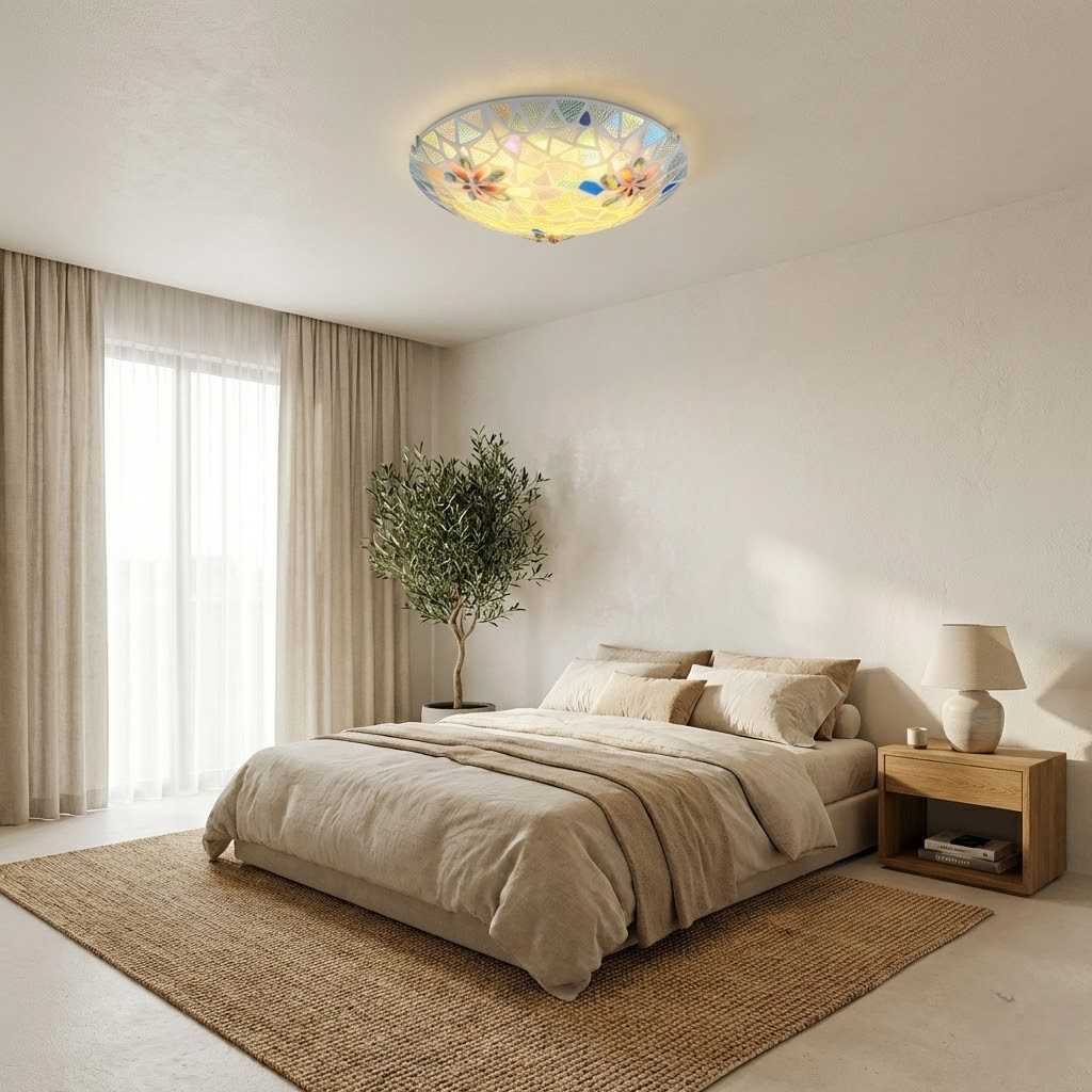 Mosaic Glass Flush Ceiling Light view 5