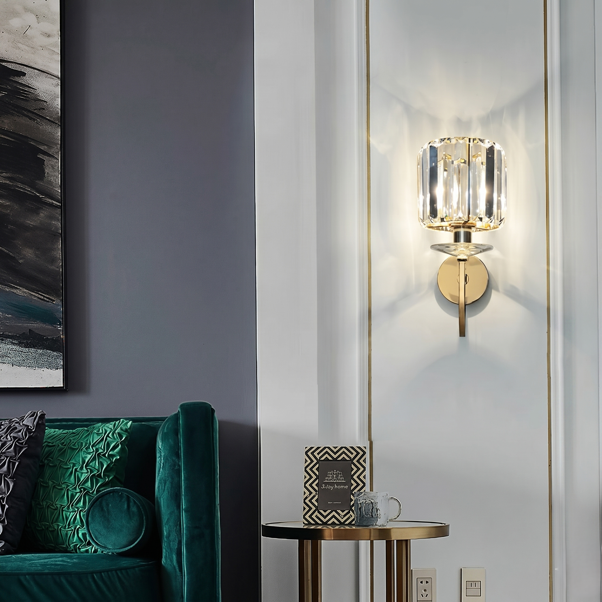 Crystal Glass and Gold Wall Light view 8
