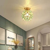 Blue Glass Petal Flush Ceiling Light view 1