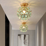 Blue Glass Petal Flush Ceiling Light view 3