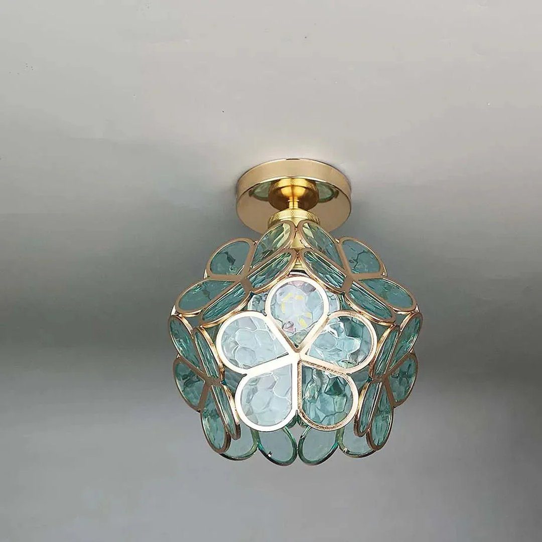 Blue Glass Petal Flush Ceiling Light view 6
