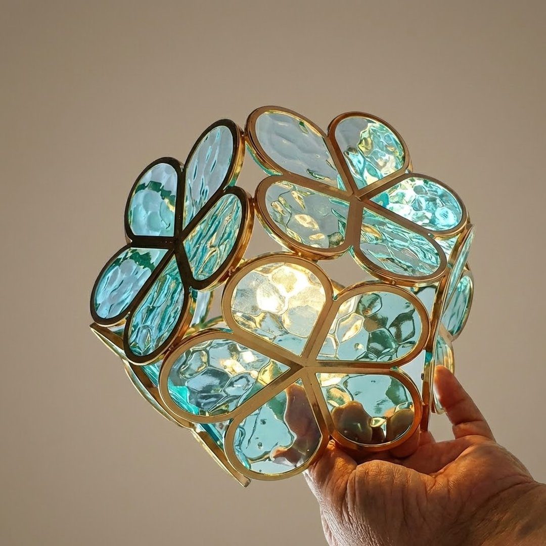 Blue Glass Petal Flush Ceiling Light view 8