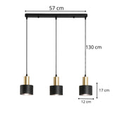 Suspension metal noir 3 lampes view 6