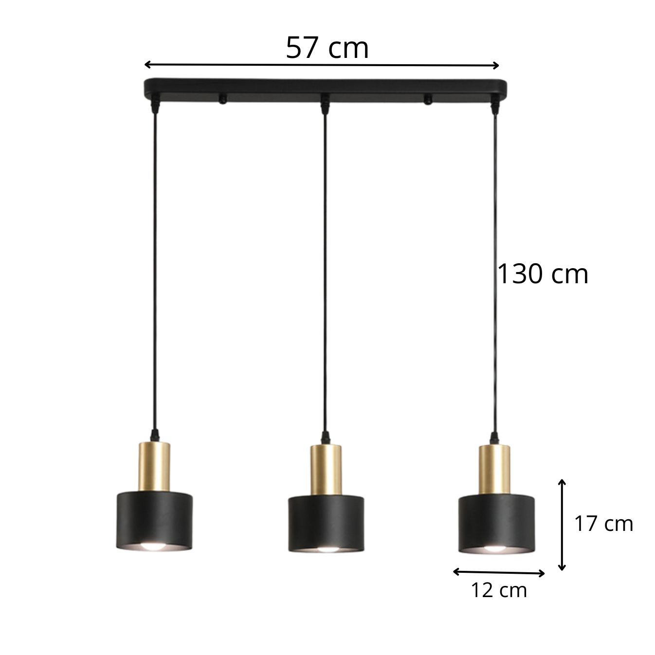 Suspension metal noir 3 lampes view 6