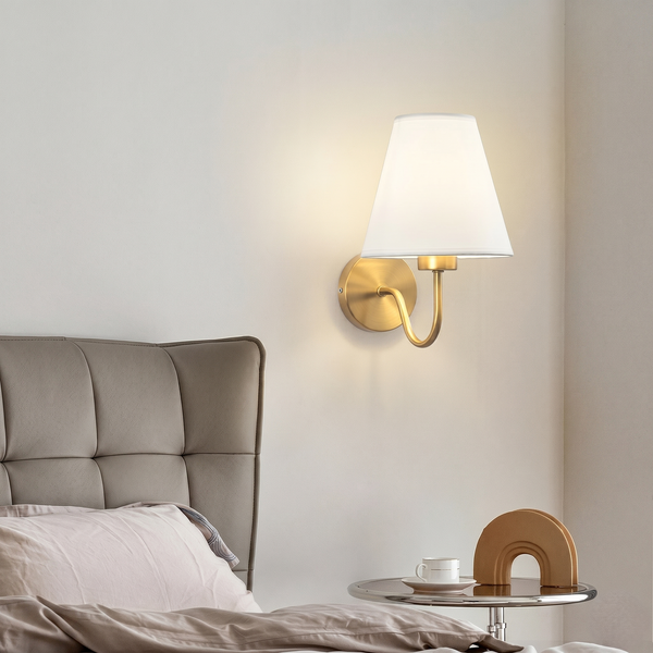 Brass Wall Light with Fabric Shade
