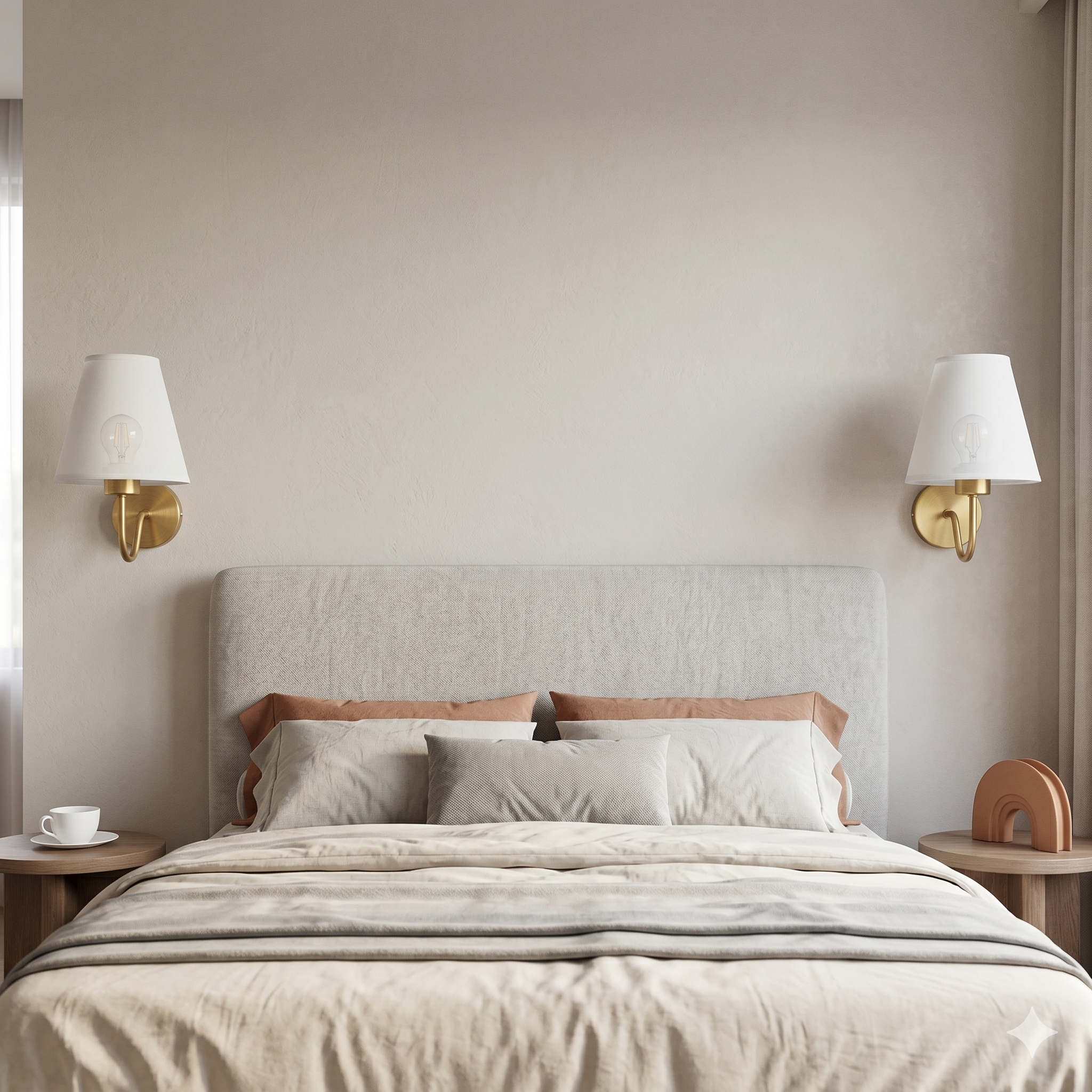 Brass Wall Light with Fabric Shade view 2