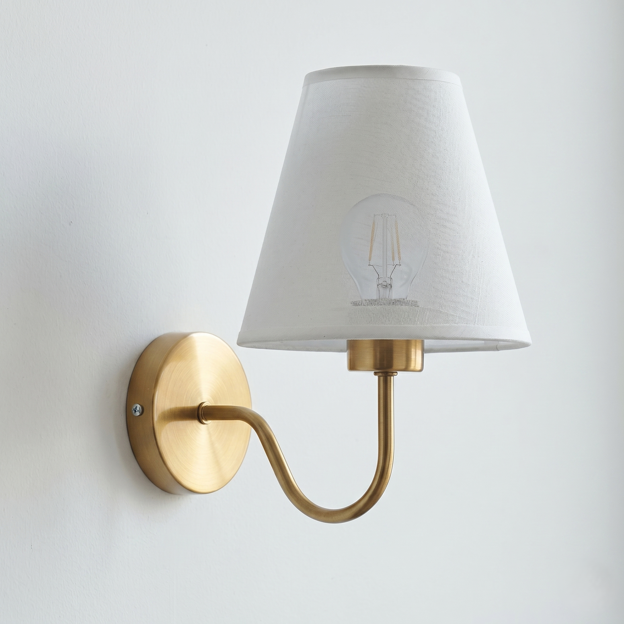 Brass Wall Light with Fabric Shade view 3