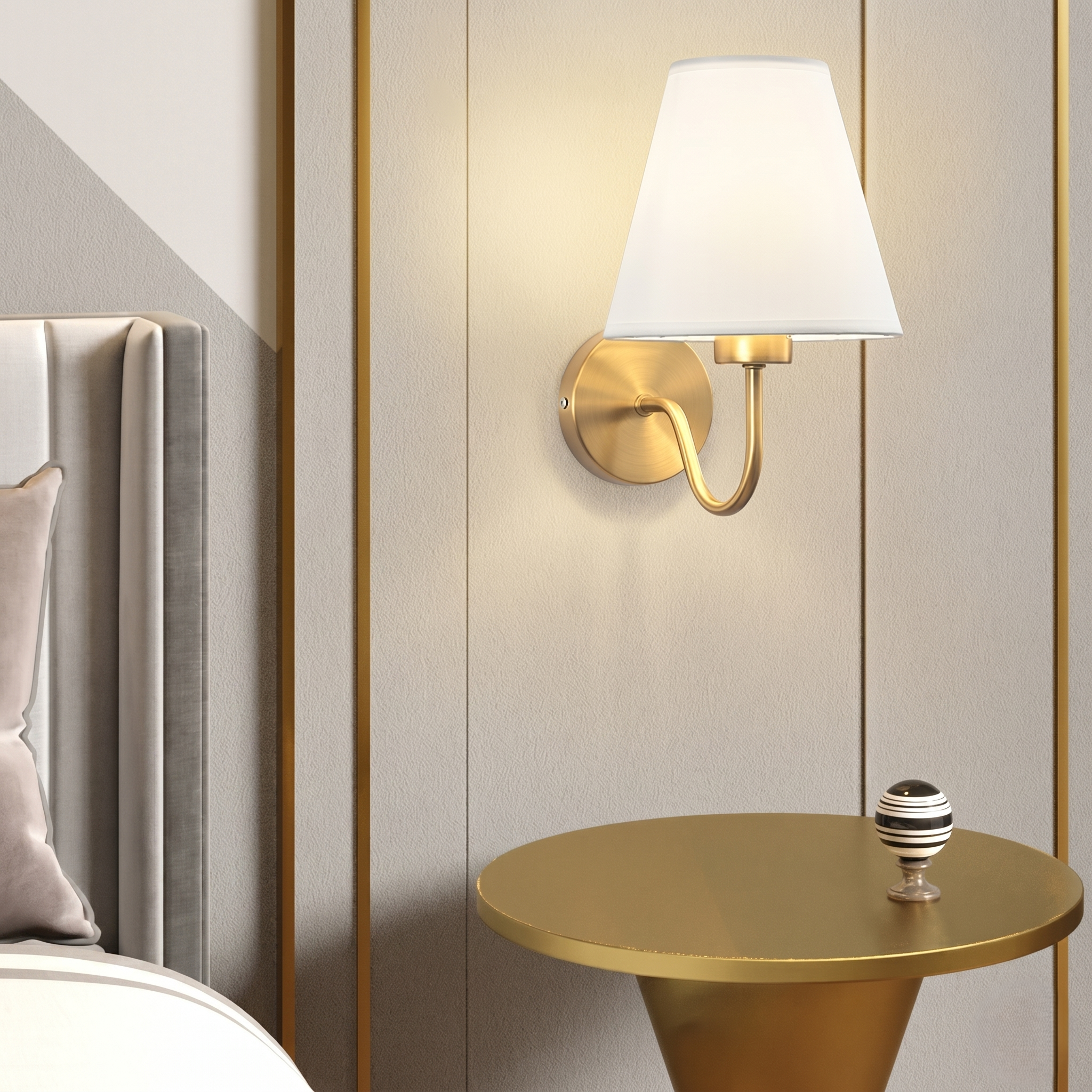 Brass Wall Light with Fabric Shade view 5
