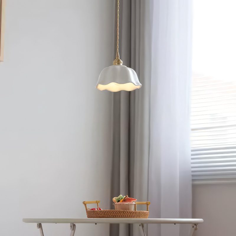 White and Gold Ceramic Pendant Light