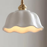 White and Gold Ceramic Pendant Light view 2