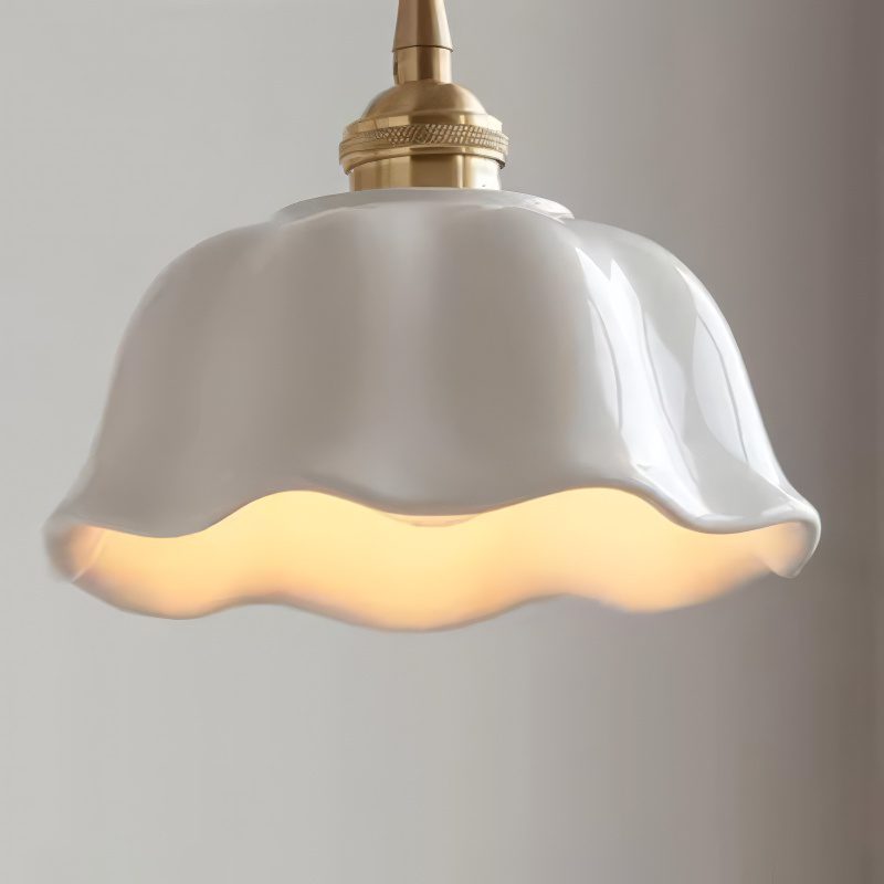 White and Gold Ceramic Pendant Light view 2