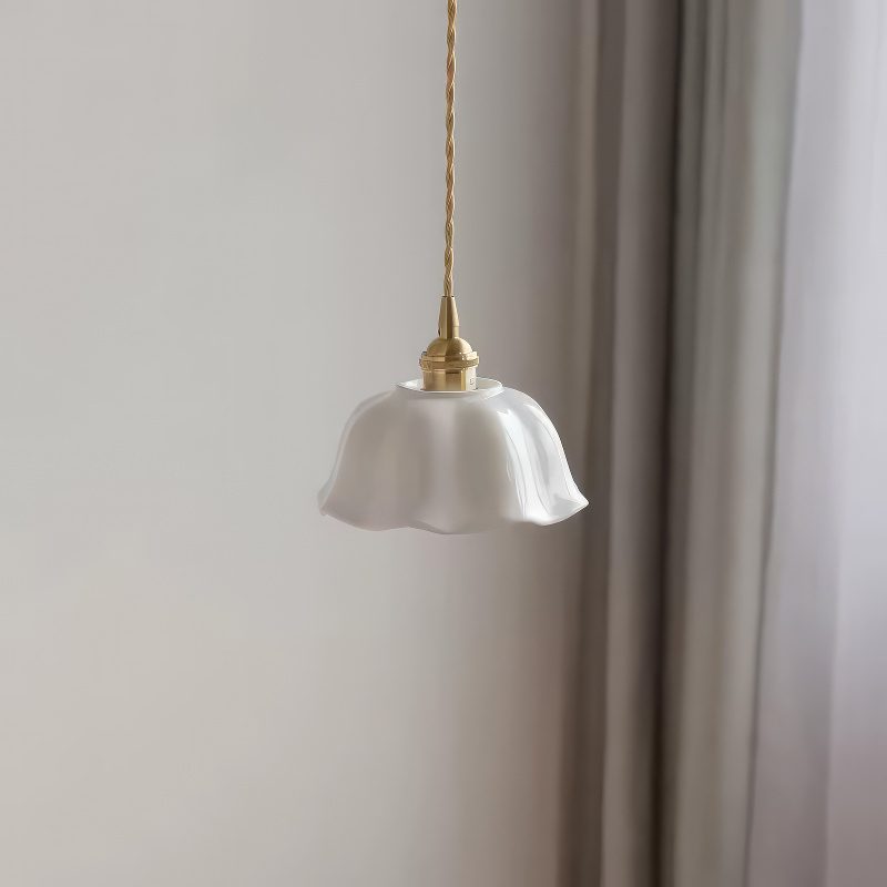 White and Gold Ceramic Pendant Light view 4
