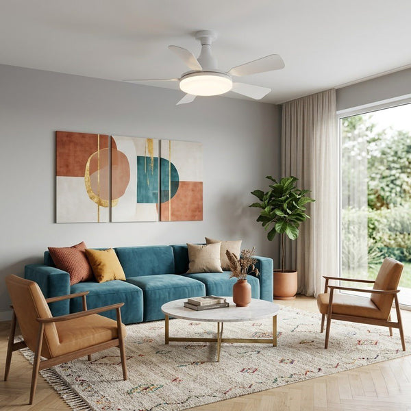White Ceiling Fan with Light