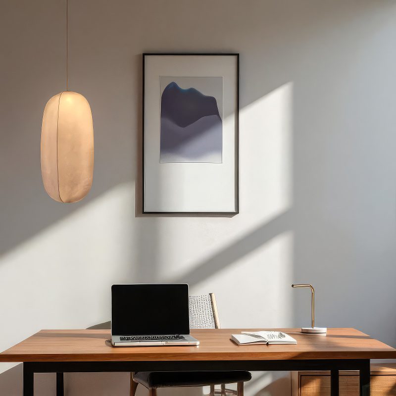 White Fabric Cylinder Pendant Light view 5