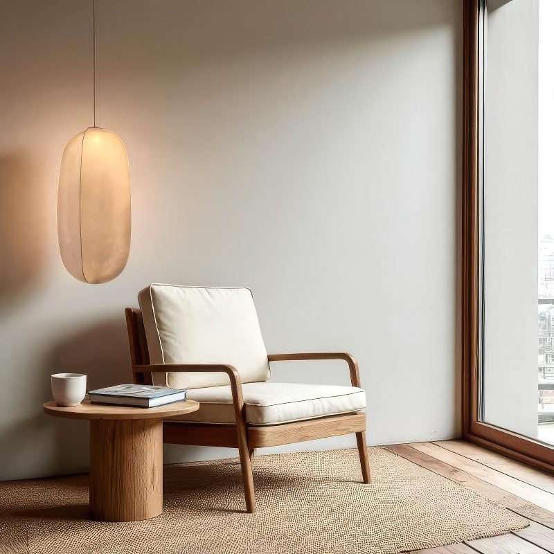 White Fabric Cylinder Pendant Light view 6