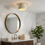 White Fluted Flush Ceiling Light view 1