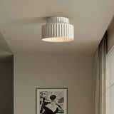 White Fluted Flush Ceiling Light view 2