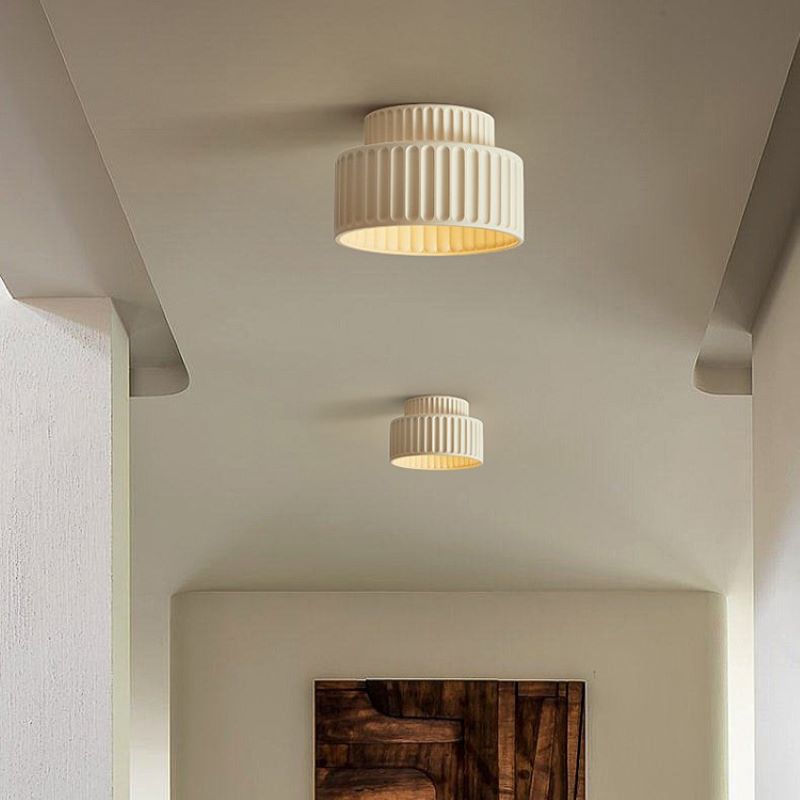 White Fluted Flush Ceiling Light view 4
