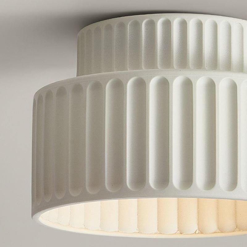 White Fluted Flush Ceiling Light view 5