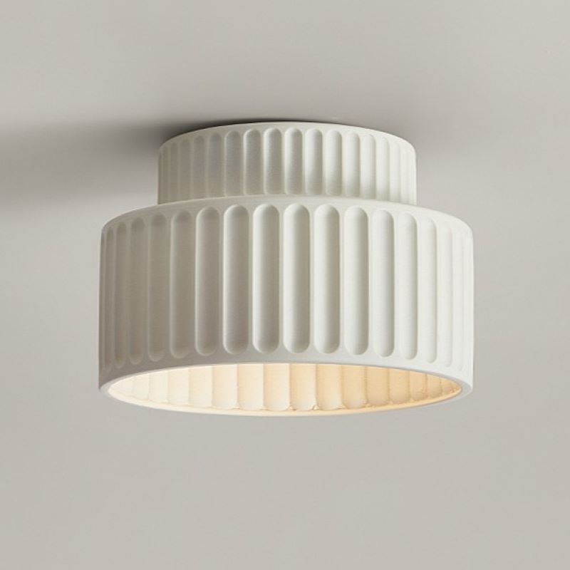 White Fluted Flush Ceiling Light view 6