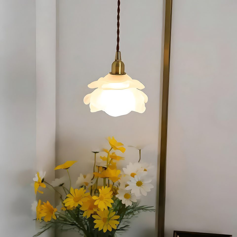 White Glass Pendant Light view 3