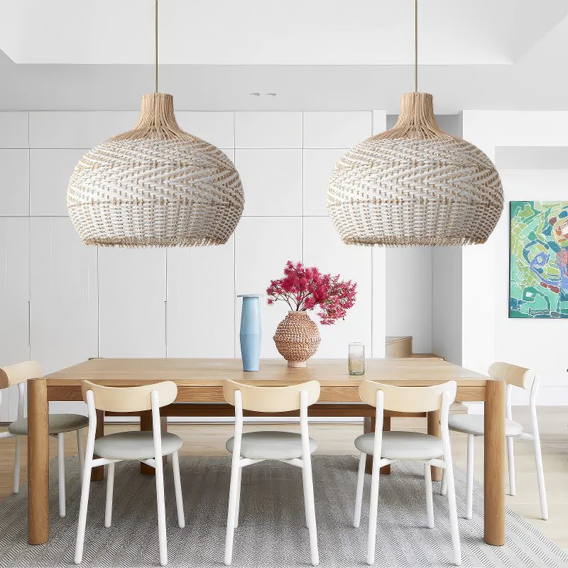 White Rattan Pendant Light view 12