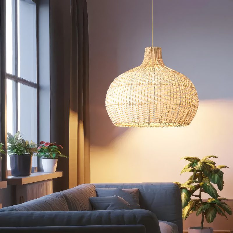 White Rattan Pendant Light view 5