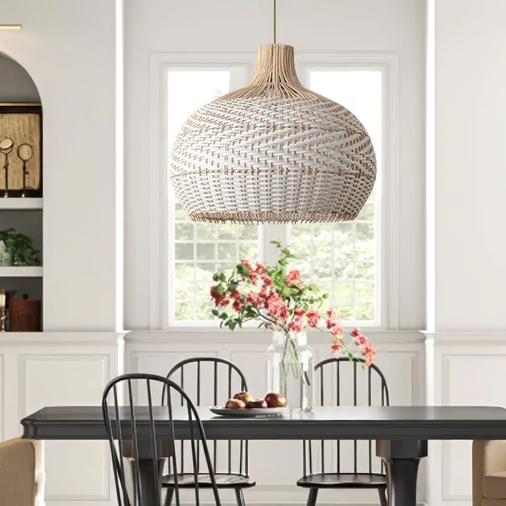 White Rattan Pendant Light view 6
