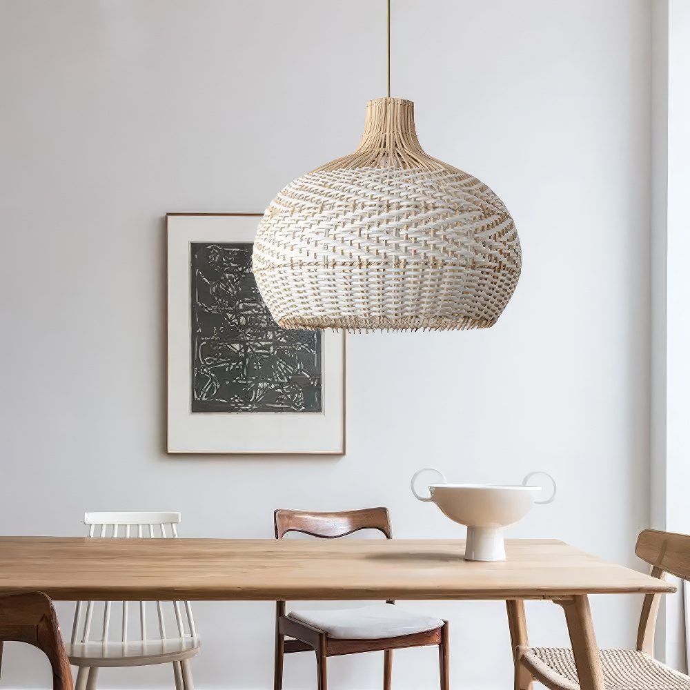 White Rattan Pendant Light view 8