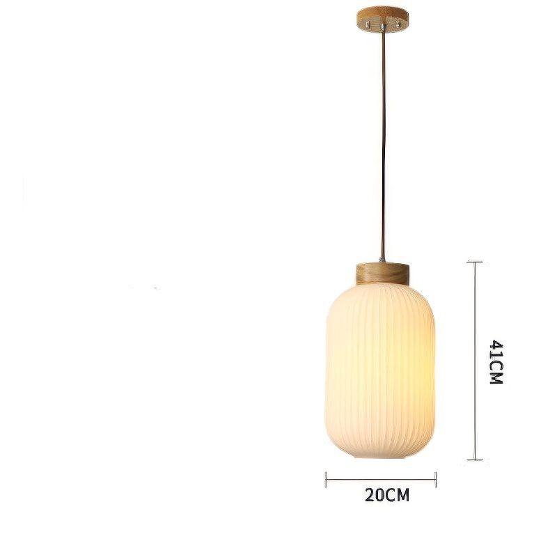 White Ribbed Glass Pendant Light - image 2 view 2